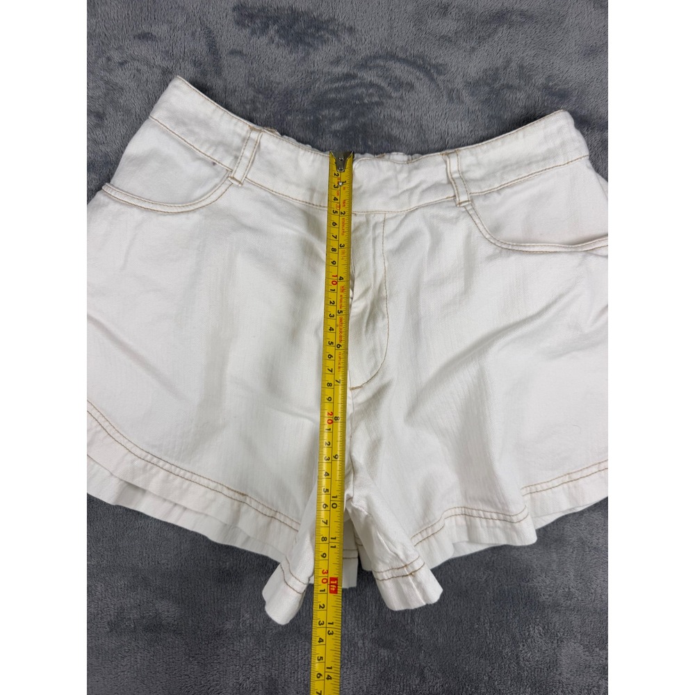 Anthropologie White Jean Skirty Shorts Wide Leg Flare A-Line Boho Chic Summer S - Picture 7 of 8